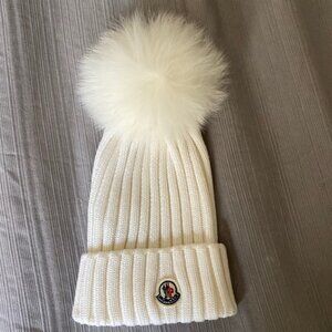 Moncler white beanie